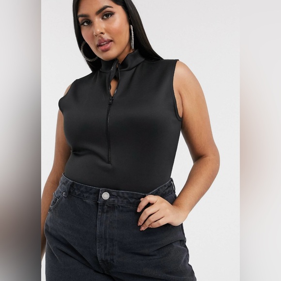 Fashionkilla Plus zip detail bodysuit in black NWT - Picture 2 of 8